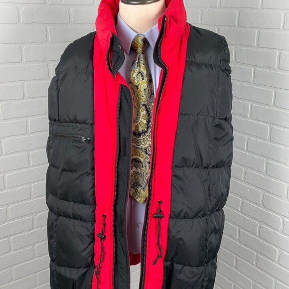 Marlboro Coat Men Large Red Black Anorak Zip Quilt Duck Down Nylon Jacket VTG‎ - Picture 5 of 13